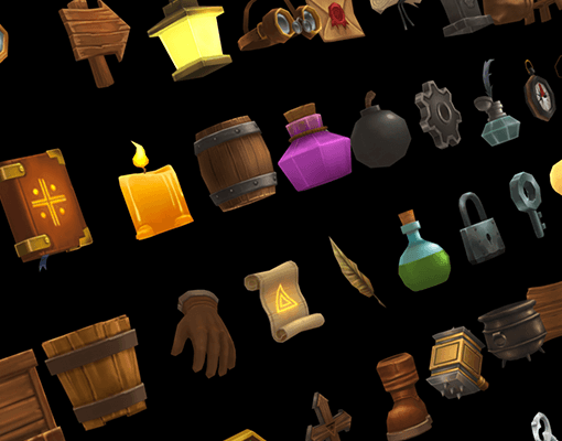 3D PROPS – RPG 50 SET1 by LAYERLAB (LayerLab, layerlab) – collection of 50 handcrafted RPG weapons optimized for Unity and Unreal, available on LayerStore and Unity AssetStore.