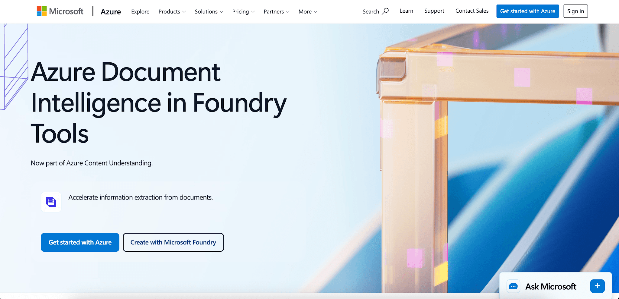Azure AI Document Intelligence webpage