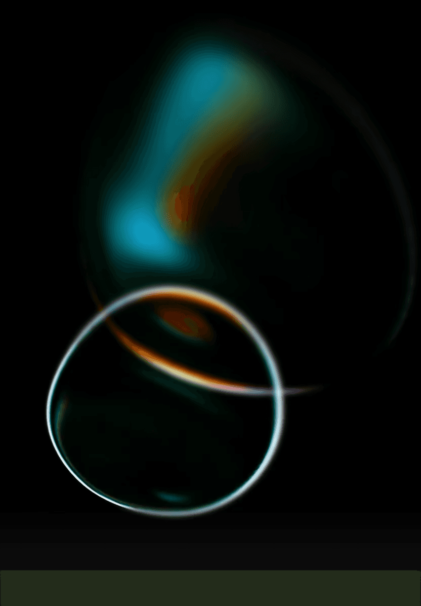 An abstract background image with two overlapping oval shapes, one larger and dark with green and red light refractions, and a smaller one with a white glowing outline, set against a black background, ideal for a "Why Choose Our Service" section.
