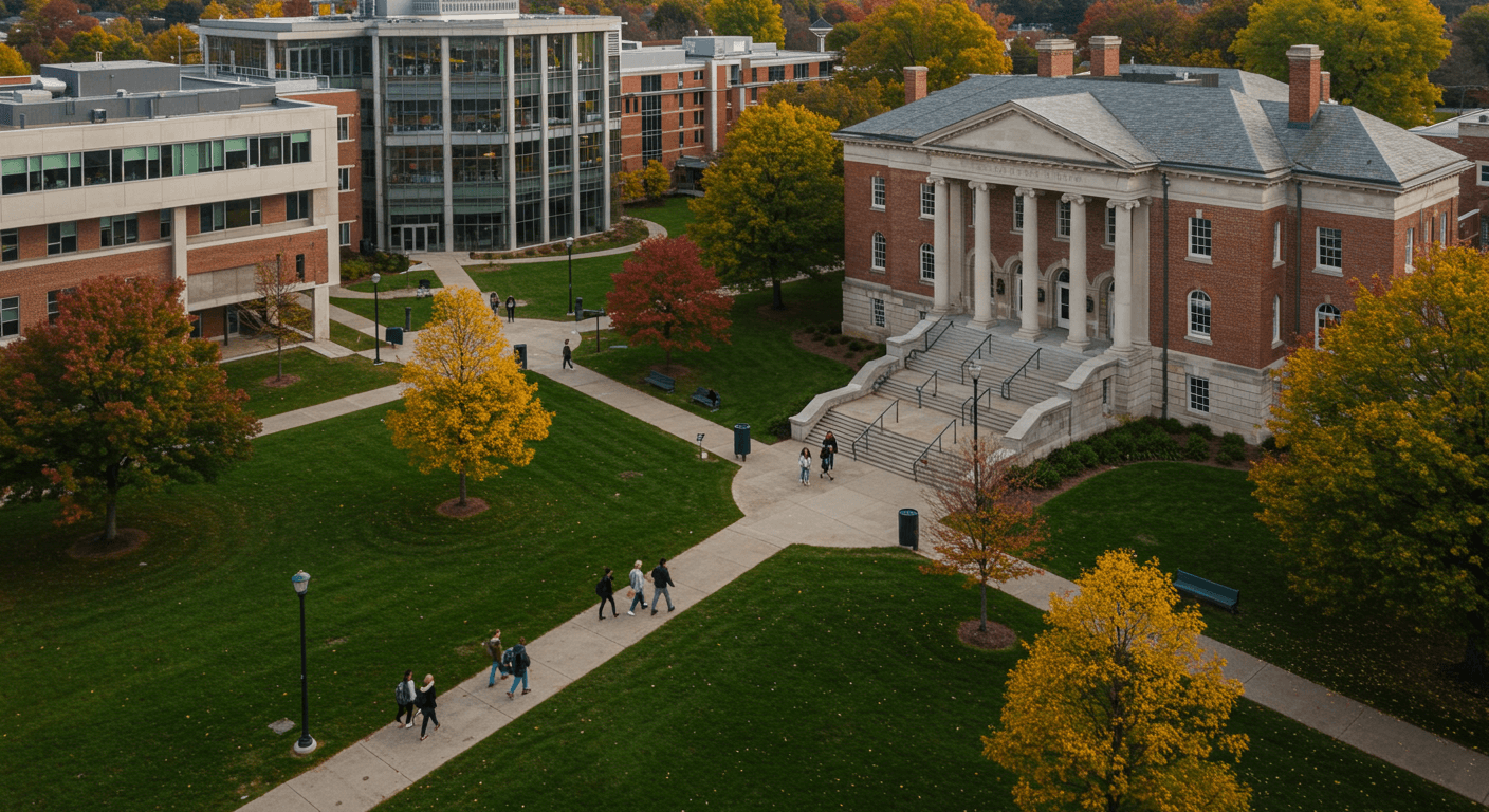 a picture of an university that resembles oxford and cambridge