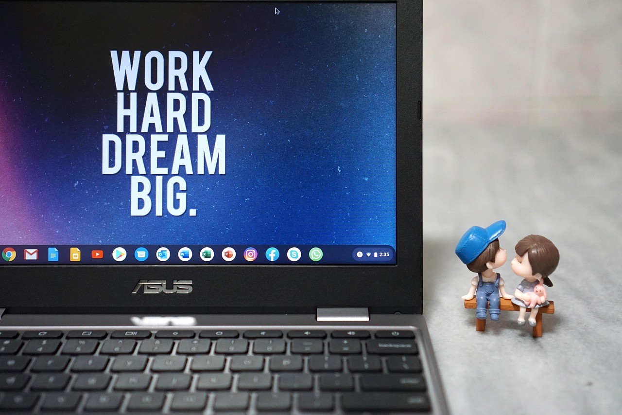 Laptop with a motivation quote