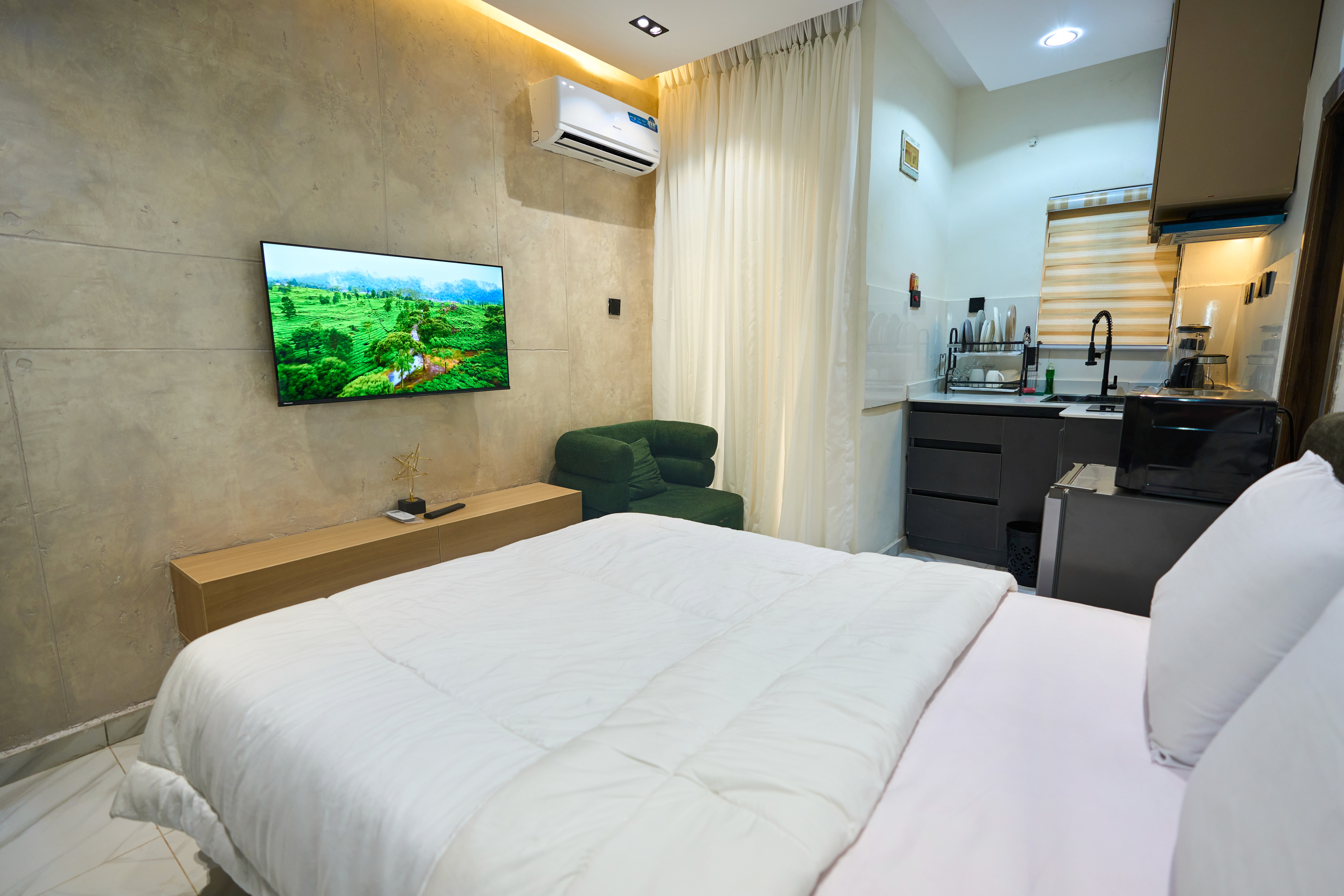 Stylish living area at Urban Suites, serviced shortlet apartment in Surulere, Lagos