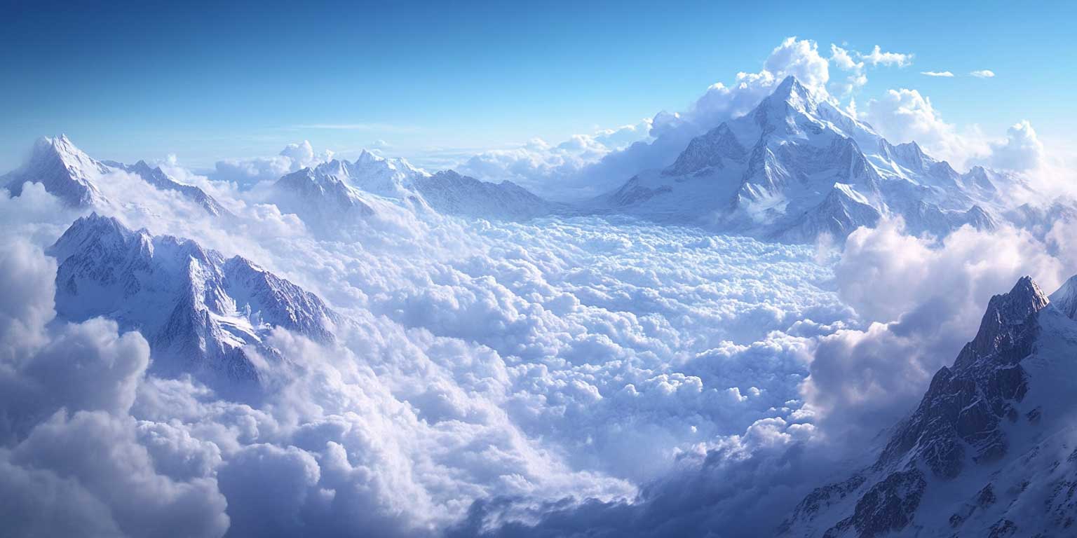 A distant mountain range above the clouds