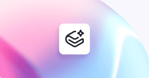 The GitBook logo with a start overlayed, inside a white square box on a pink, blue and white background