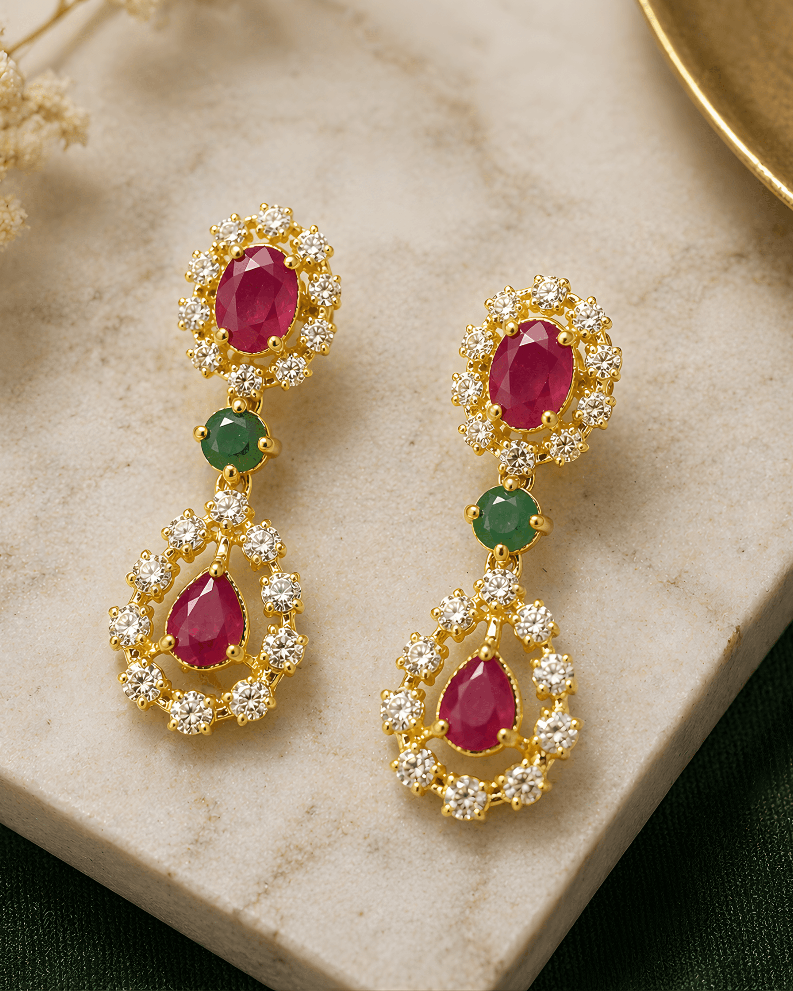 Pear hanging earrings