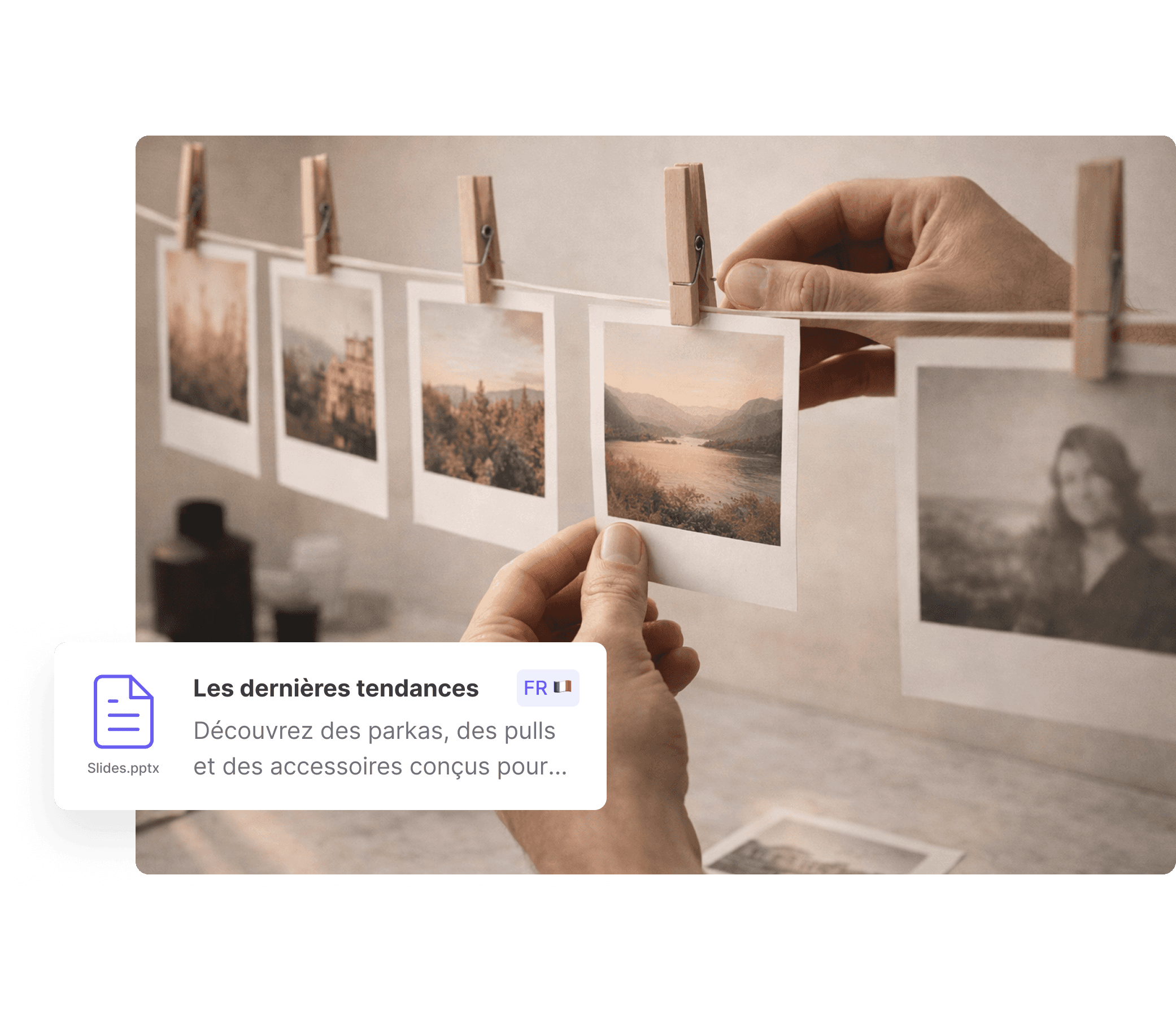 The image features a minimalist clothing display with a beige and black slip dress on sleek black hangers, accompanied by a pair of stylish high-heeled sandals and a straw hat, set against a neutral-toned backdrop with soft, natural lighting; a language selection interface with options for German, Italian, Spanish, Arabic, Chinese, Dutch, and English is visible on the left.