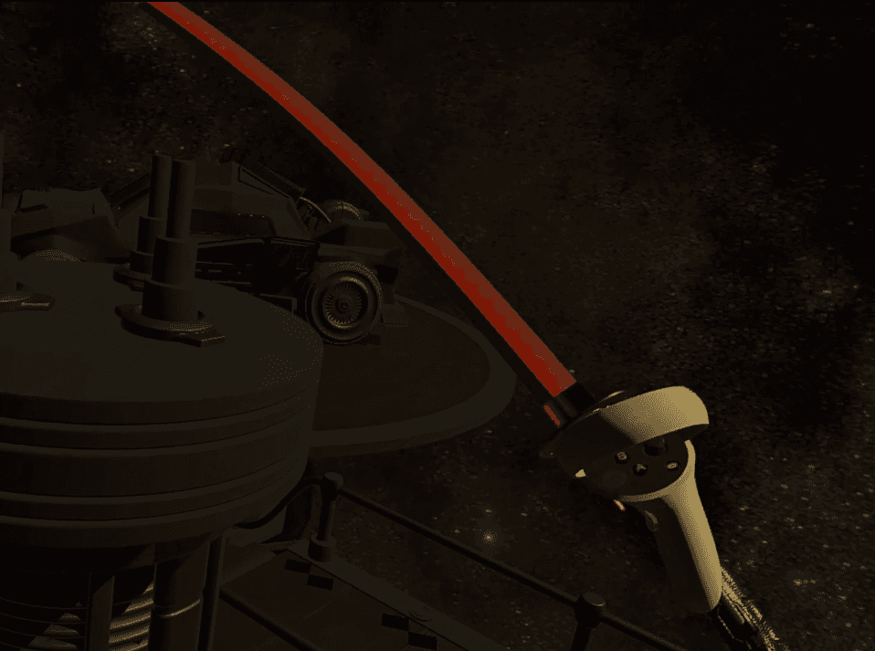 Holding a katana with my VR controller