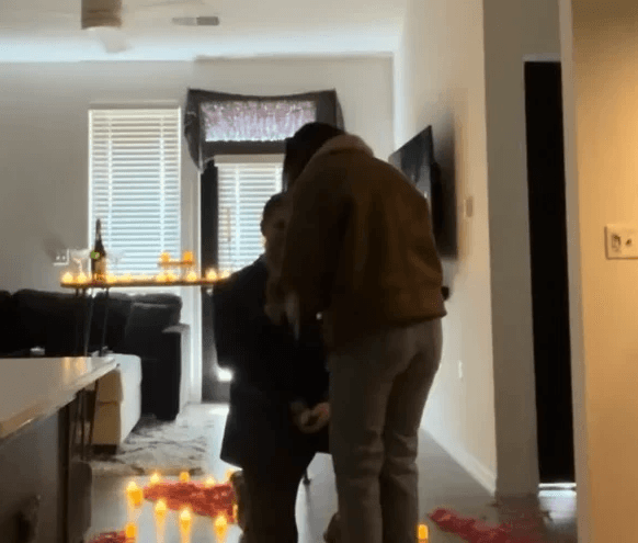 Couple with bouquet