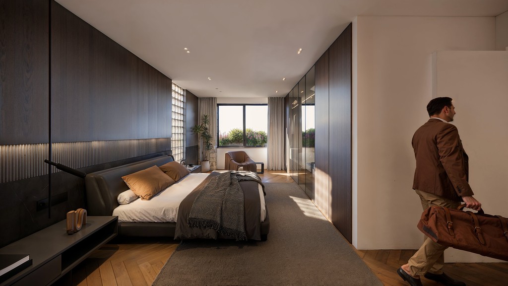 Simplex Apartment Master bedroom 3d render