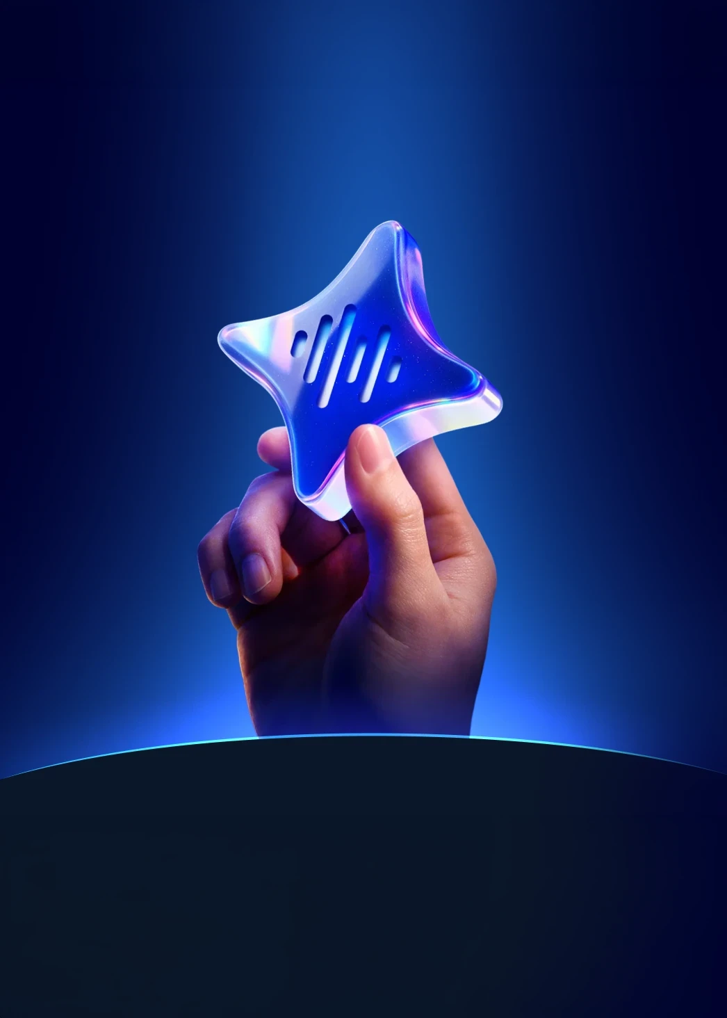 Une main tenant une puce d’IA