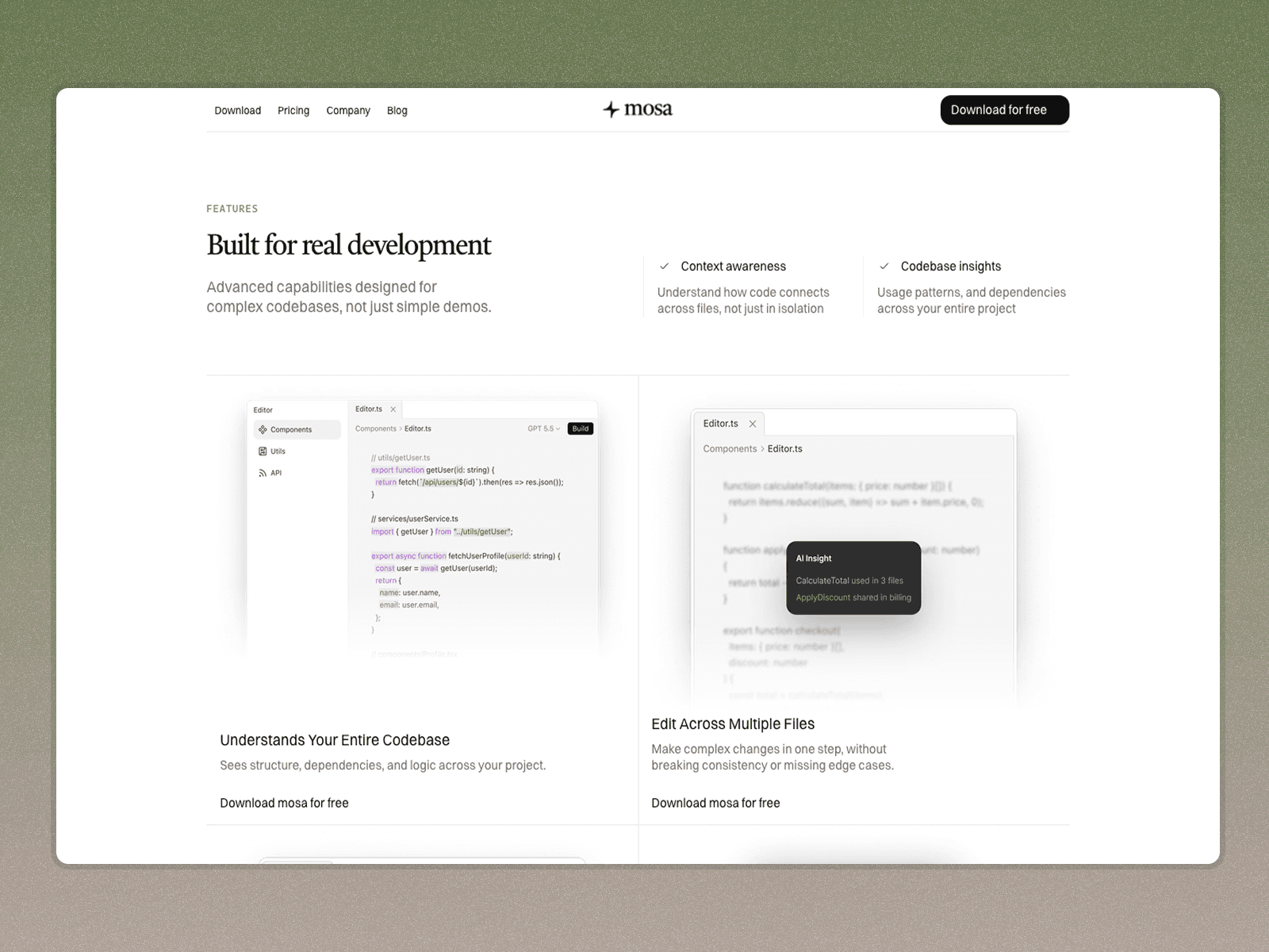 Mosa Feature section Framer template
