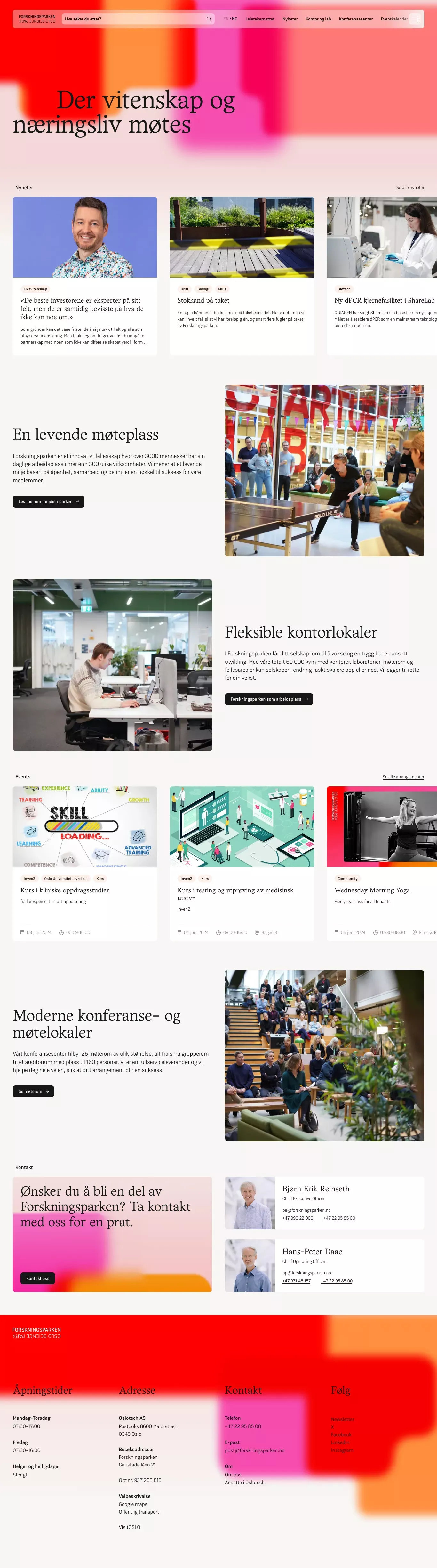 Der vitenskap og næringsliv møtes other page screenshot showcasing Local Business and Real Estate design