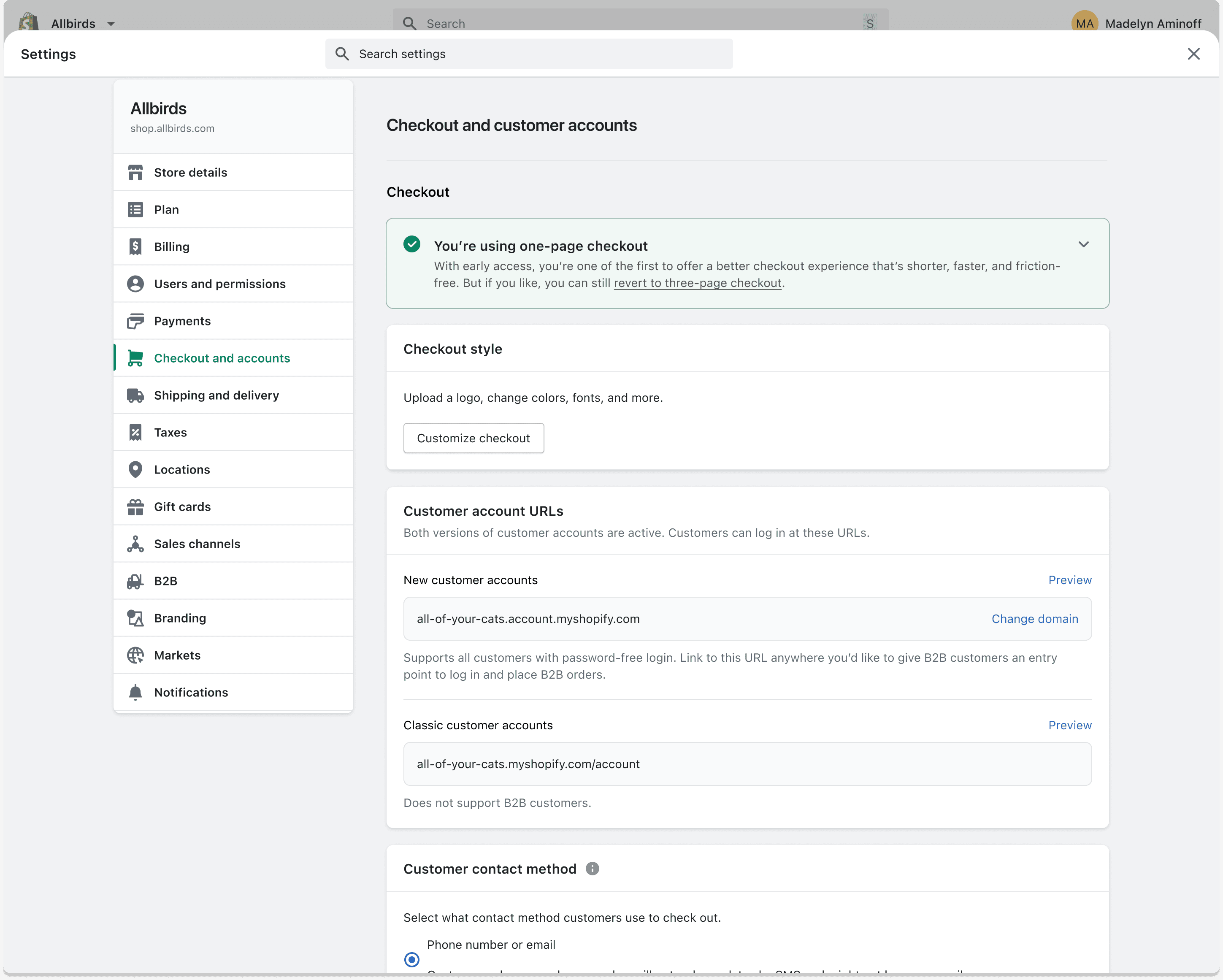Opted in: now using one-page checkout