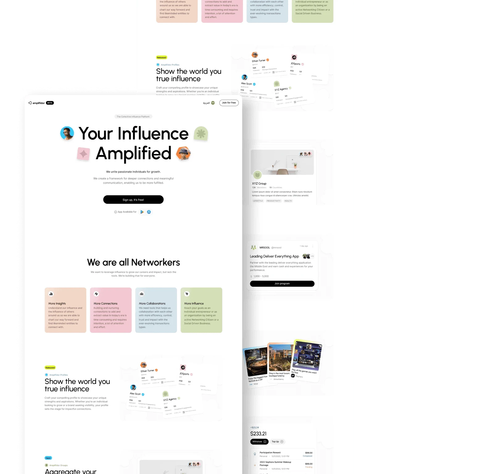 Amplifidor influencer marketing website design showcase
