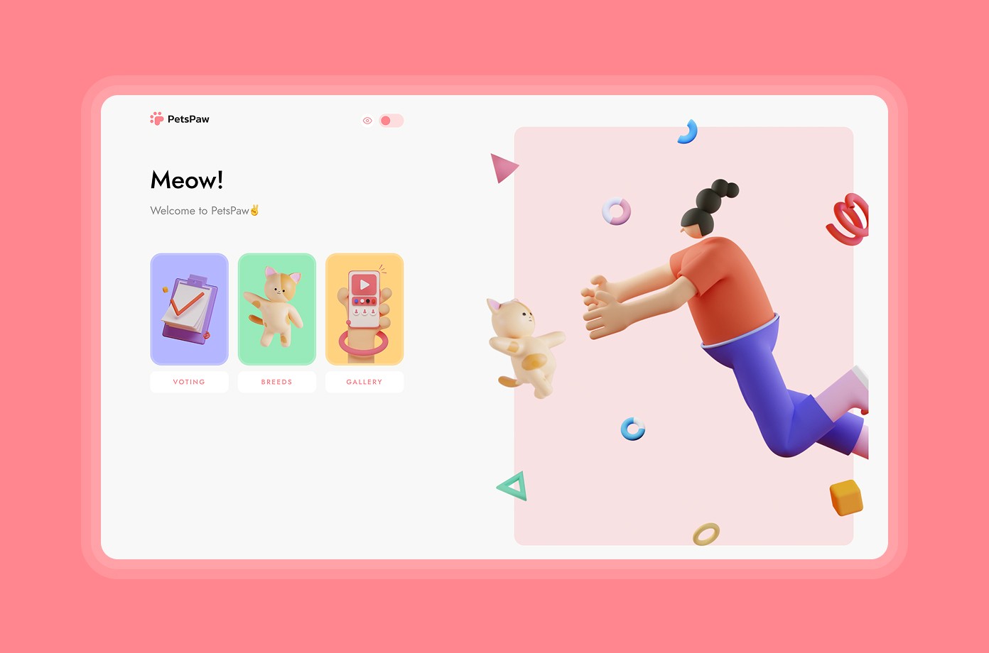 PetsPaw Web App Ui details — main page