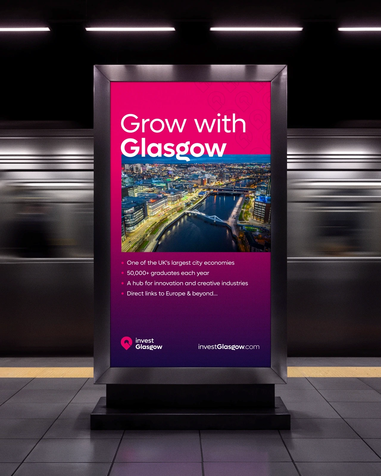 Concept digital poster for Invest Glasgow