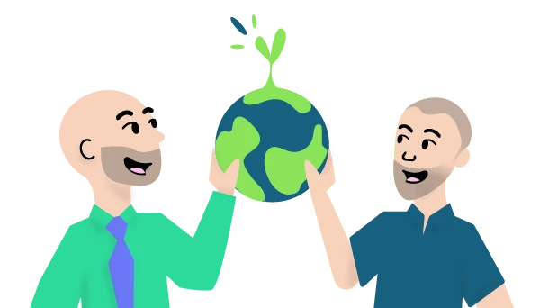 Illustration Nicolas et Rodolphe portant la terre.