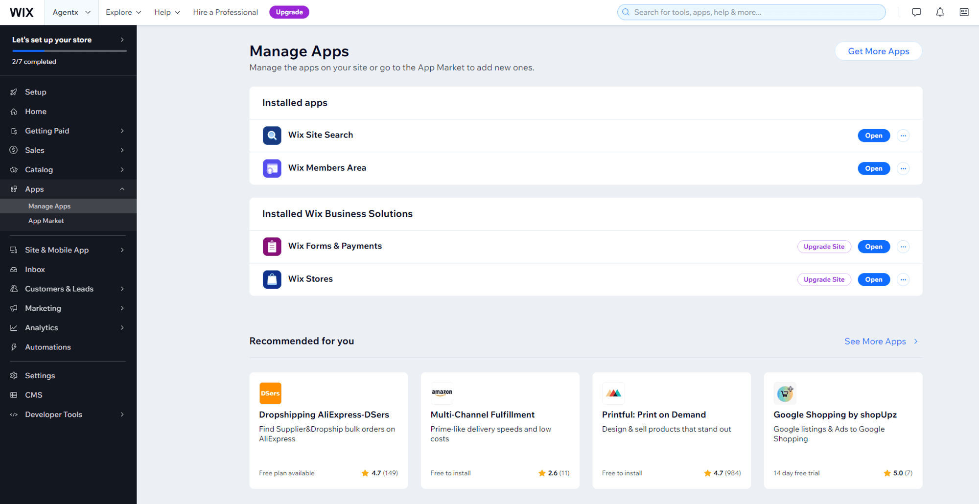 AgentX AI Agent on WIX