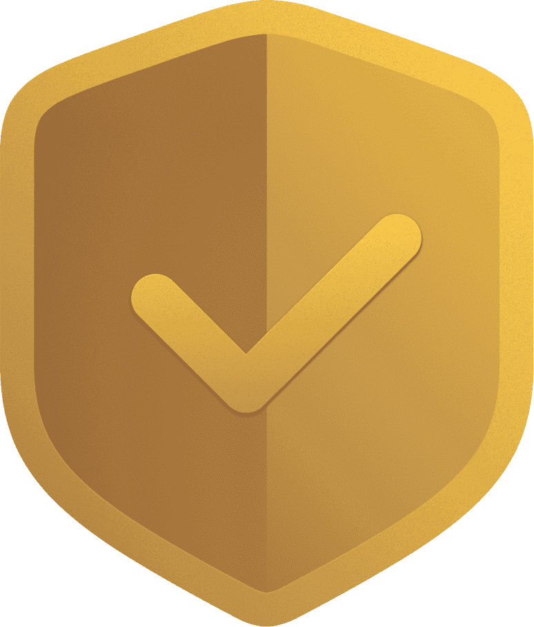 Bouclier doré avec coche de validation