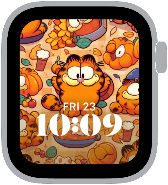 a selection from the thanksgiving characters apple watch face collection