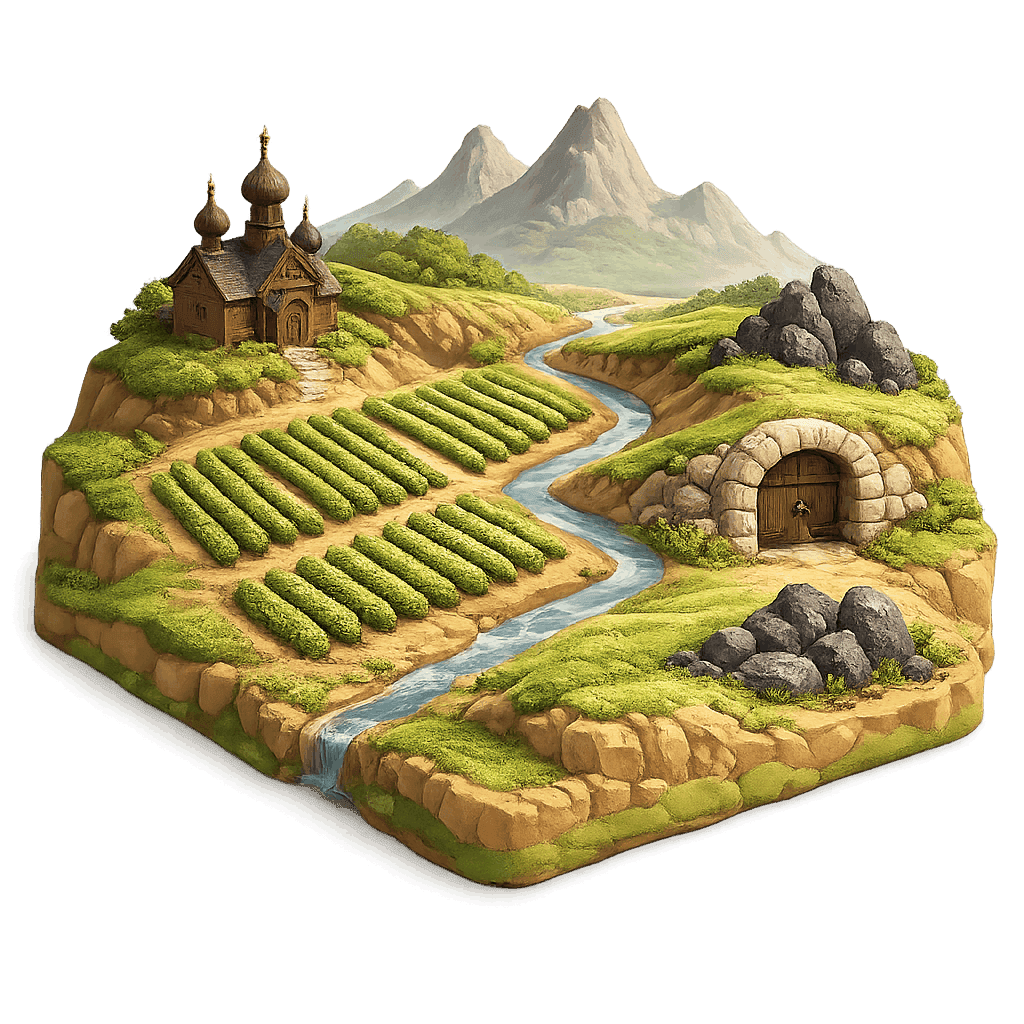 Artistic illustration of the Východoslovenská wine region.