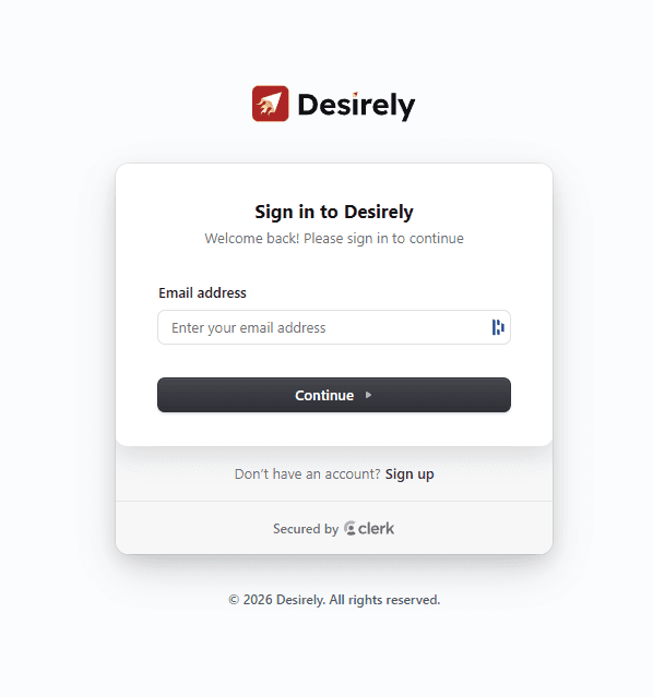 Création compte Desirely