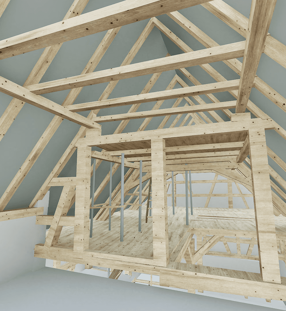 Archicadmodellierung des komplexen Dachstuhls