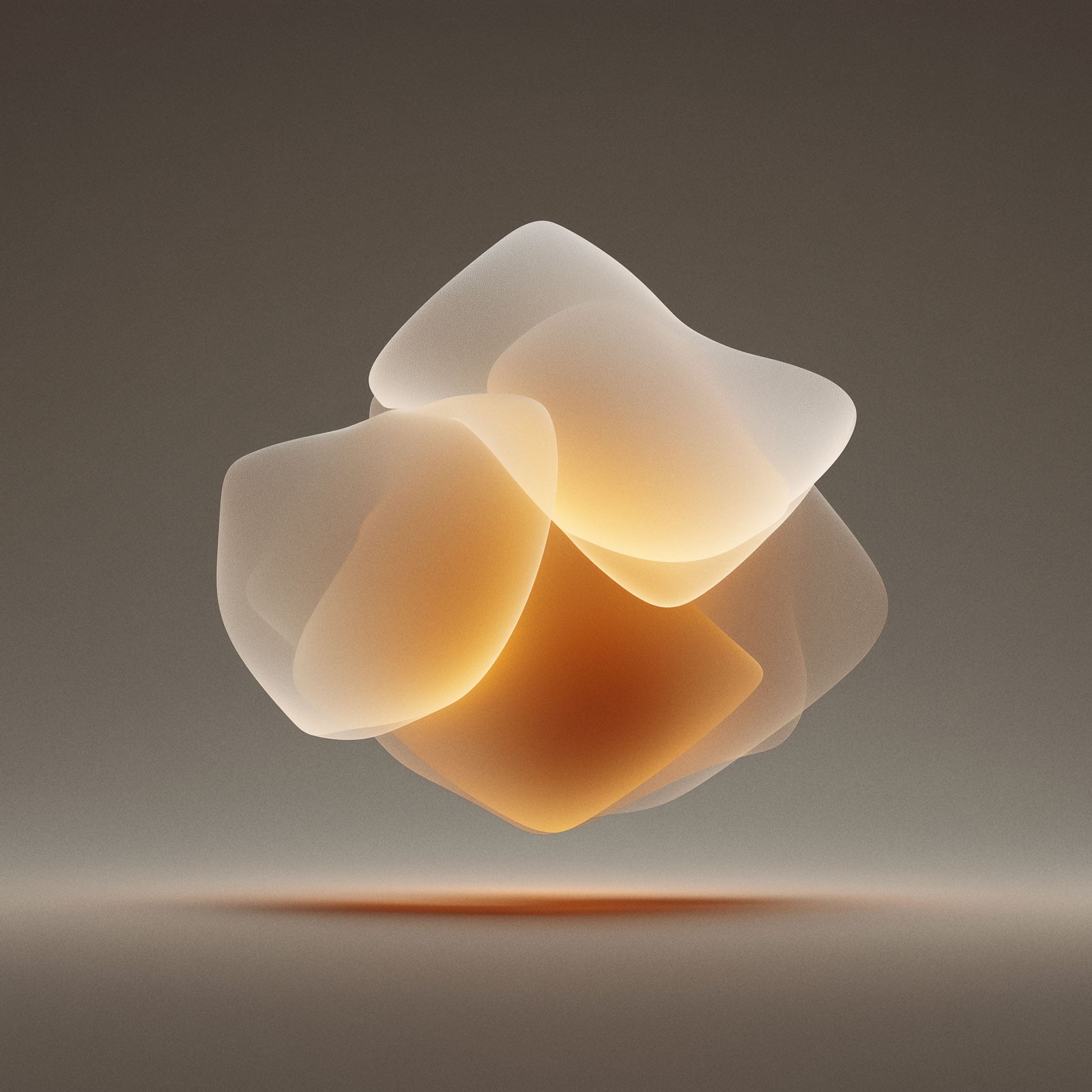 Abstract flowing form in warm orange-amber