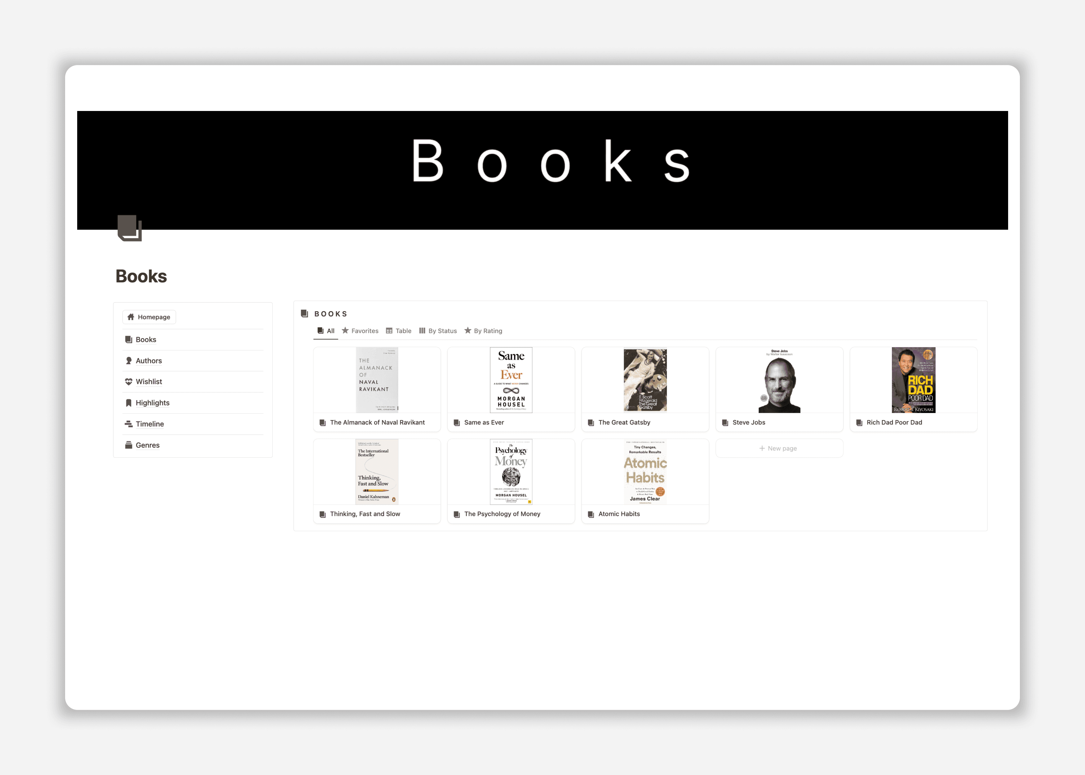 Notion Book Tracker Template - Web Feature2 - Book Collection