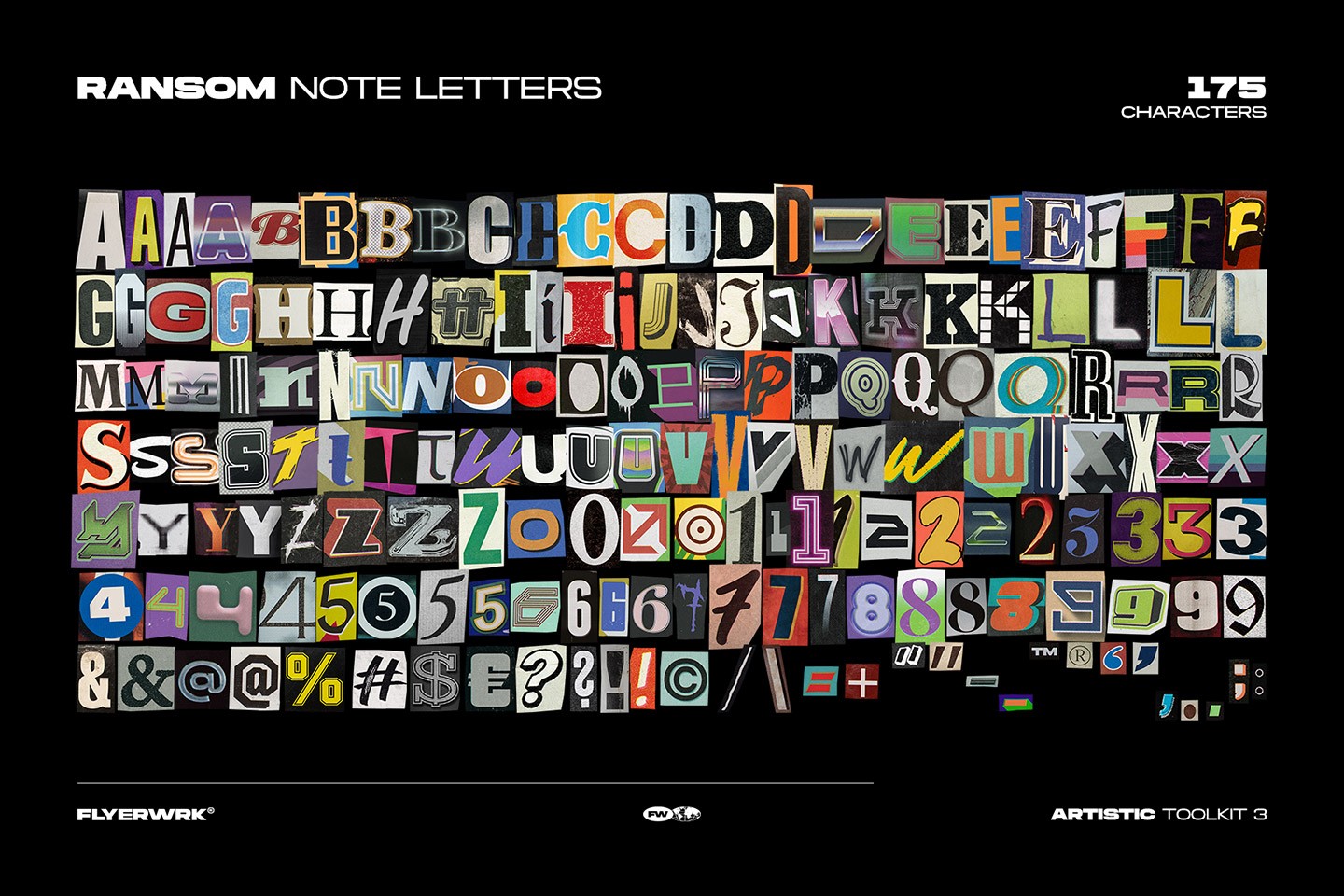 Artistic Toolkit 3 ransom note alphabet letters and numbers collage typography