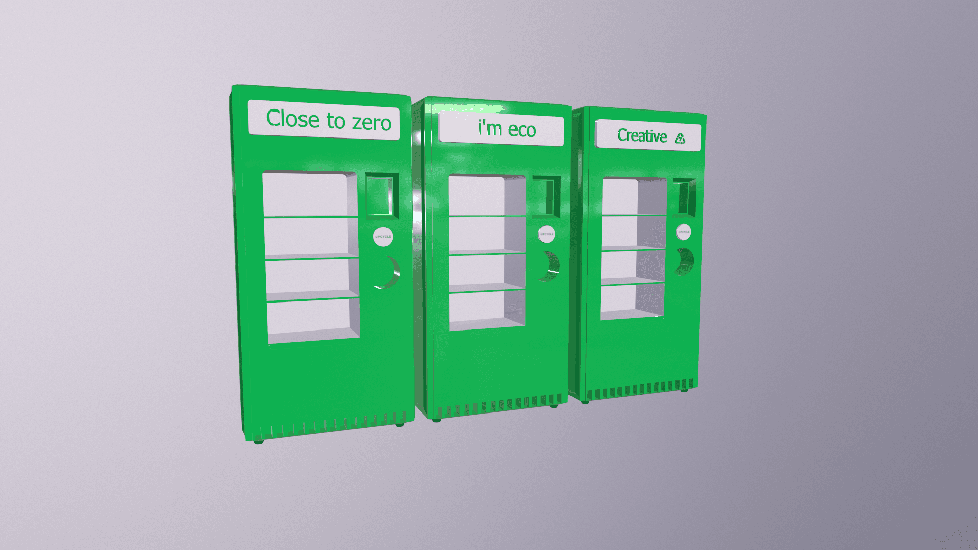 아임에코 자판기 오브제 3D 목업 렌더링, 촬영 소품 디자인 시안 / i'm eco vending machine 3D mockup rendering, advertising prop design draft