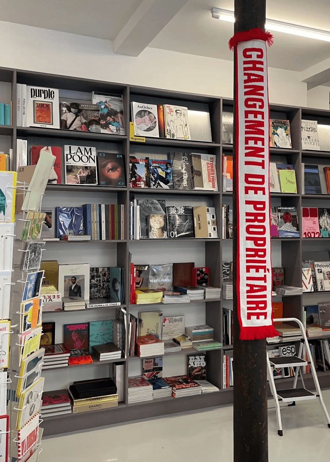 Shelves at Libraire Sans Titre in Paris.
