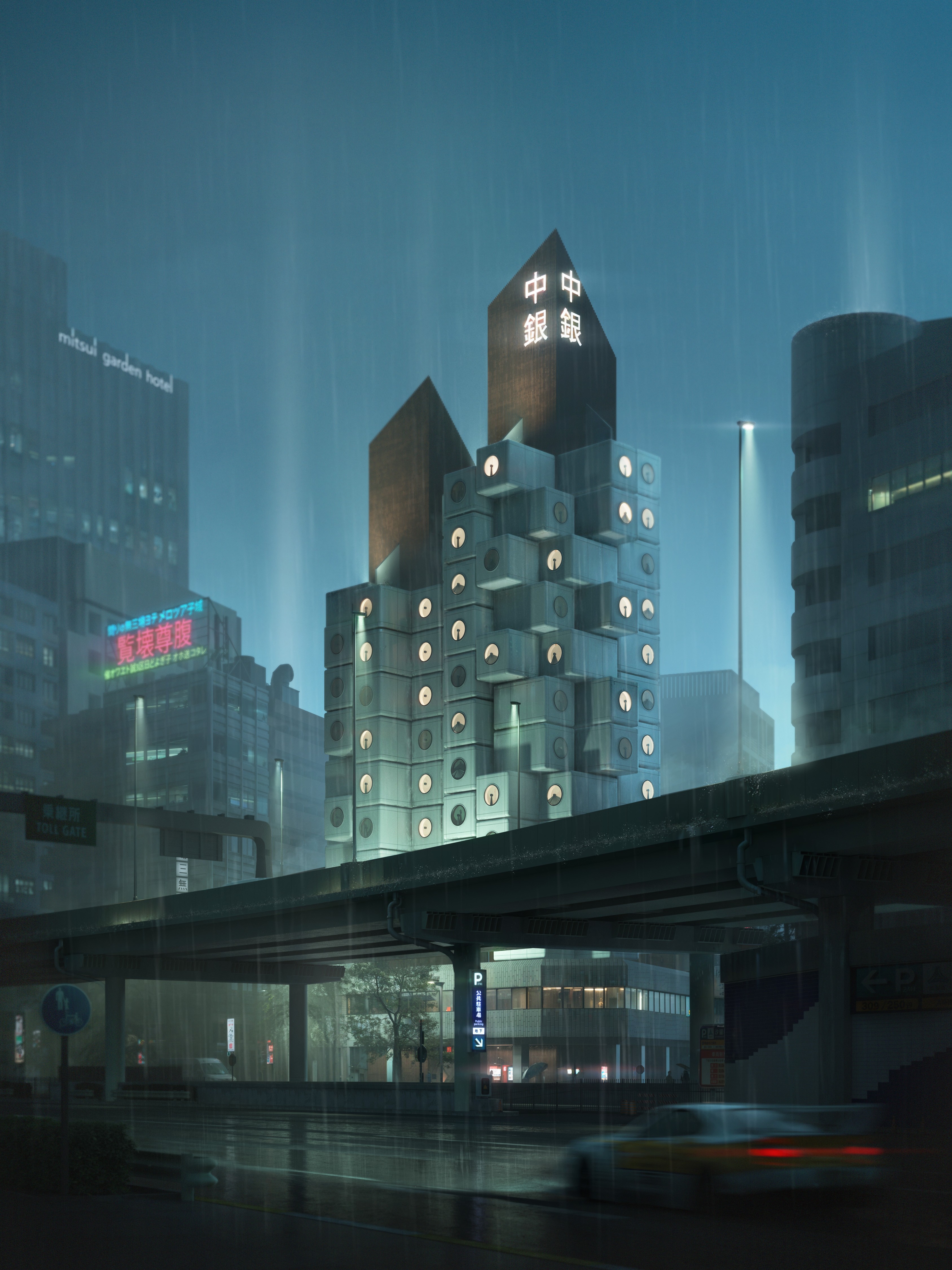 Cabin in a mountain area. Idyllic Easter scene