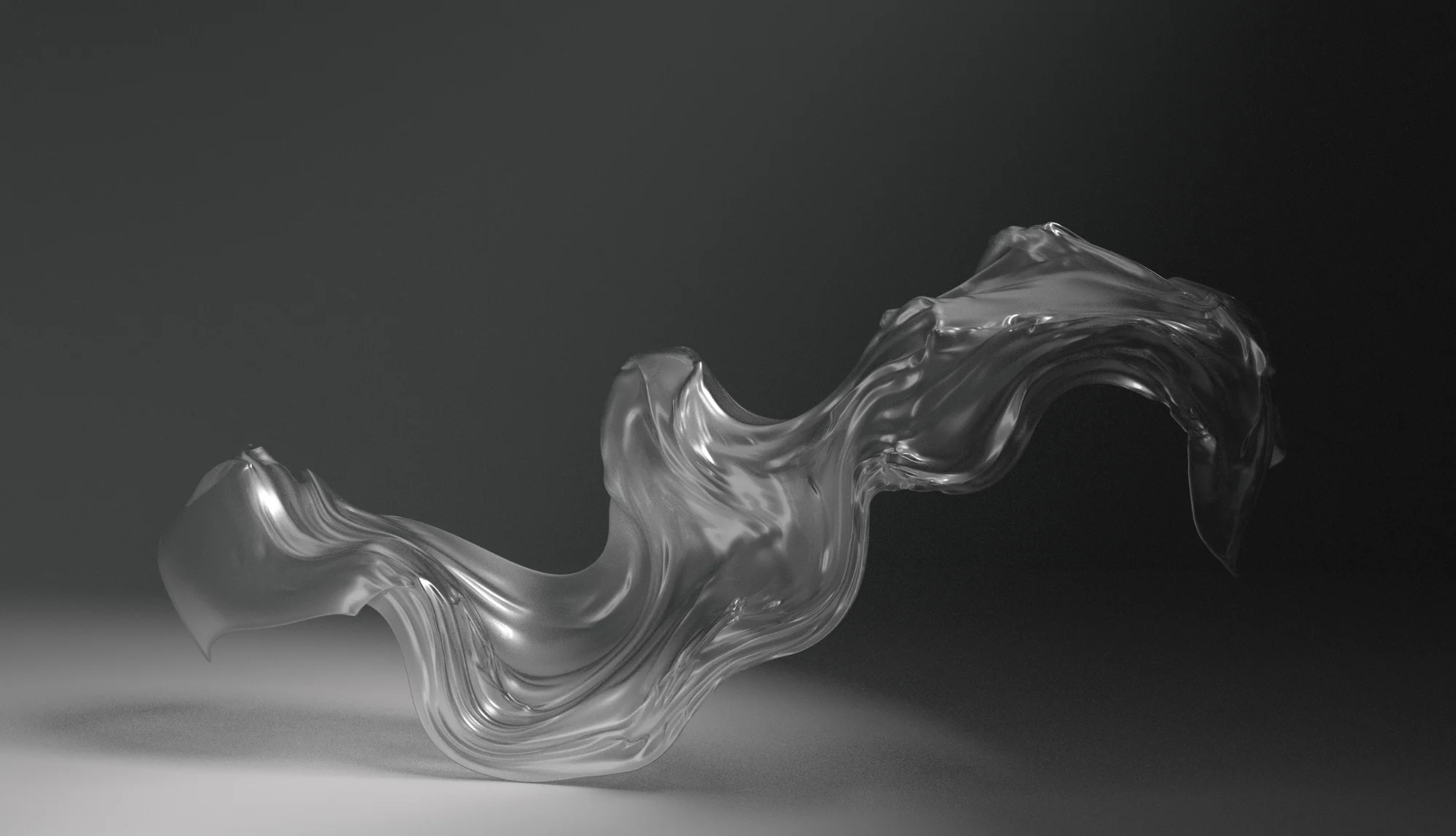 A 3D render of an abstract glass form.