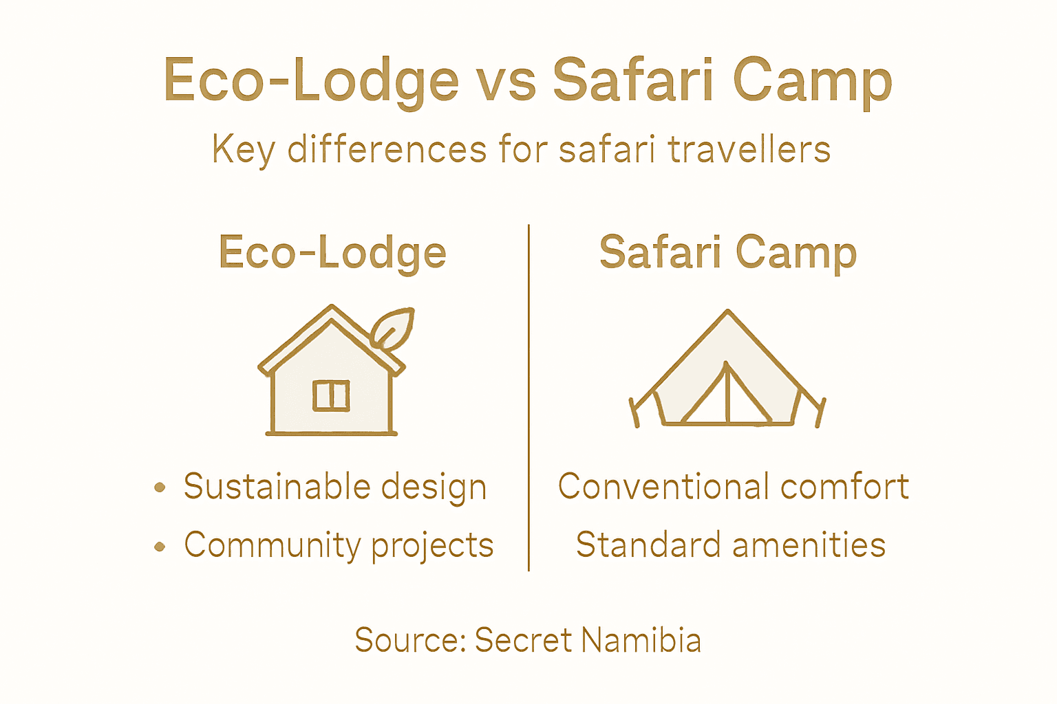 Infographic comparing eco-lodges and safari camps