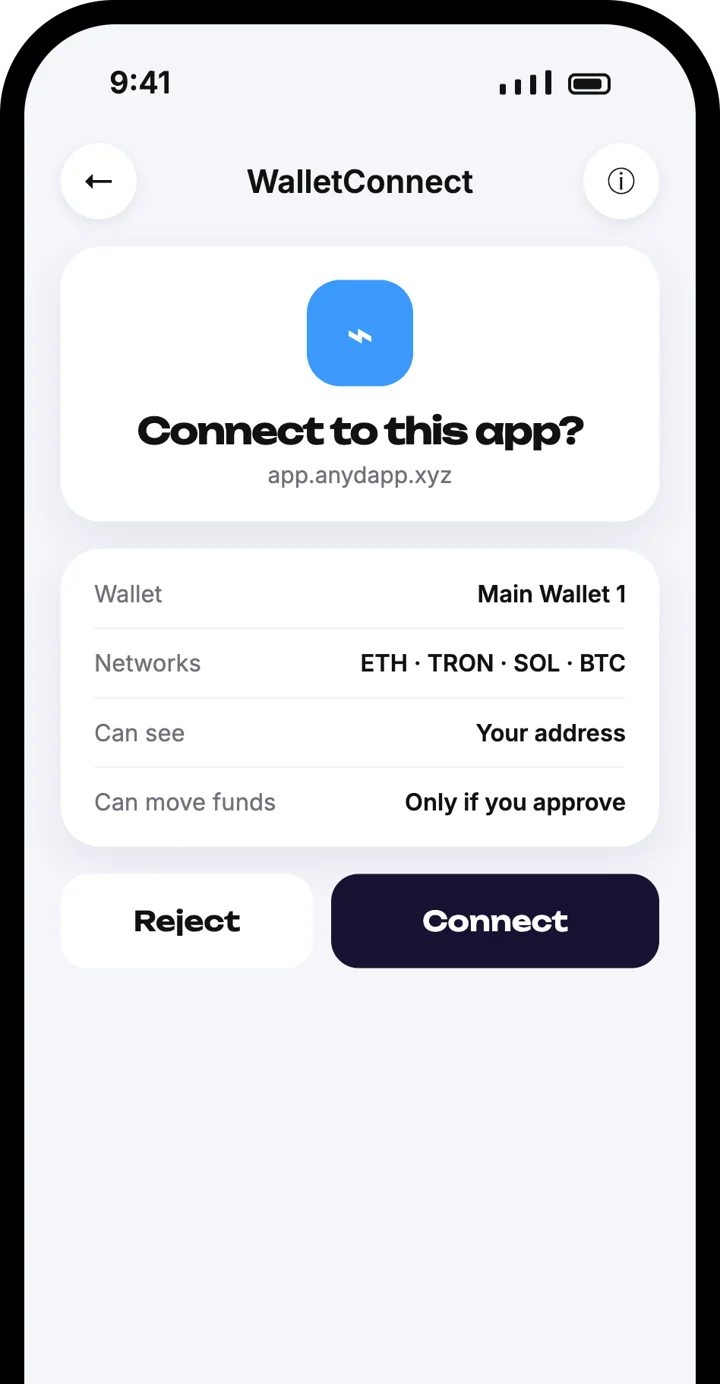 Atom Wallets app screen
