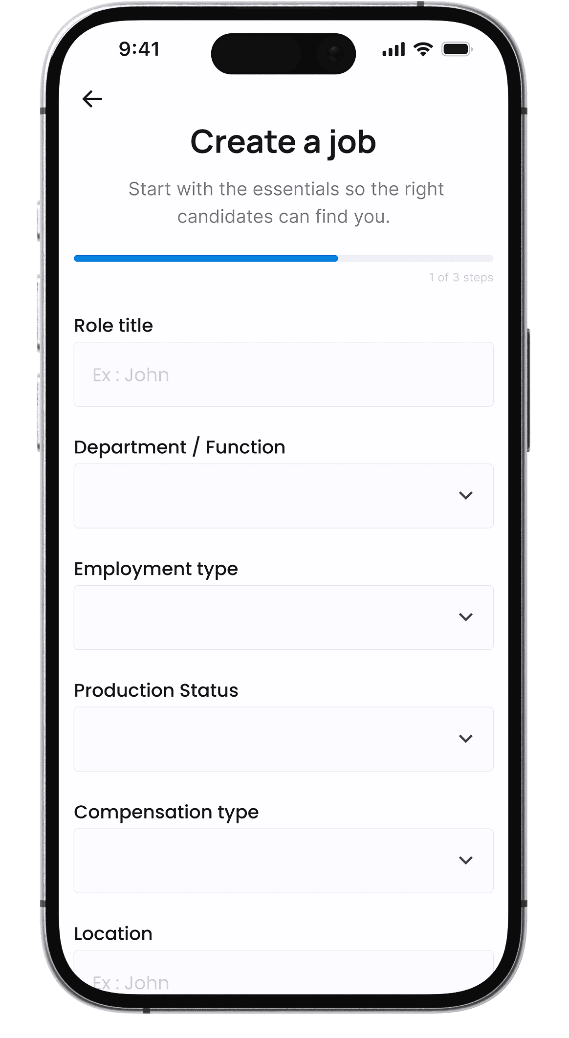 ob posting interface for hiring creative professionals