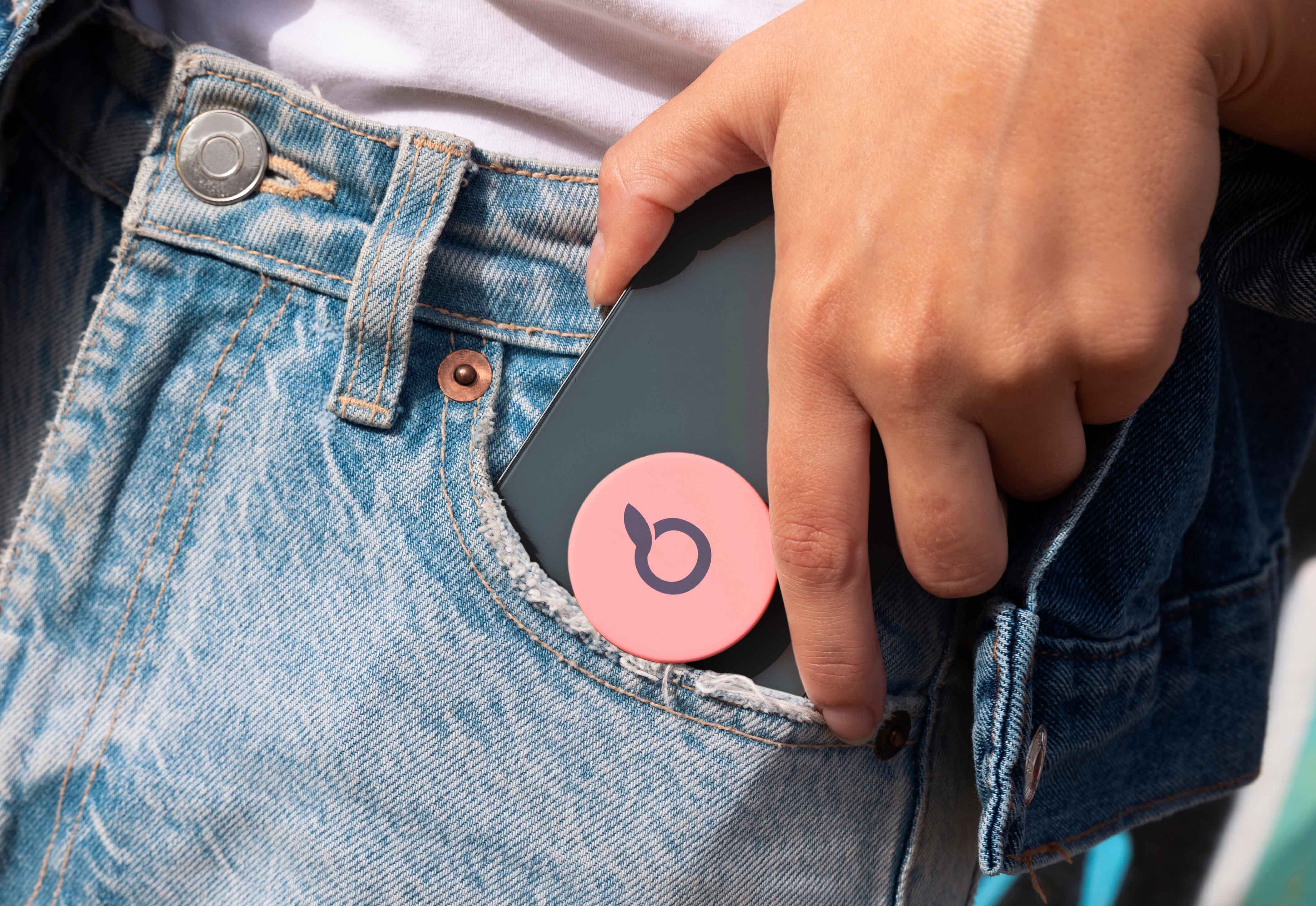 Handy Plug in Orange-Rosa mit Olea Logo