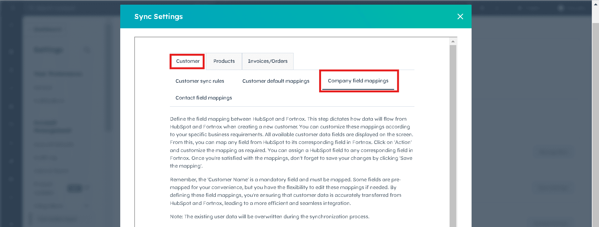 Setting Up Company Field Mappings