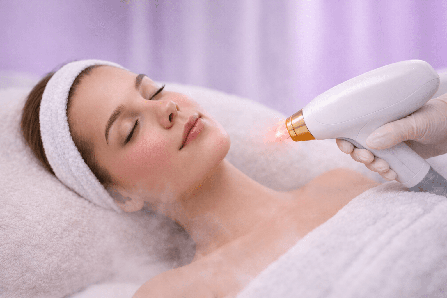 A photo of a girl undergoing a procedure at a cosmetologist's