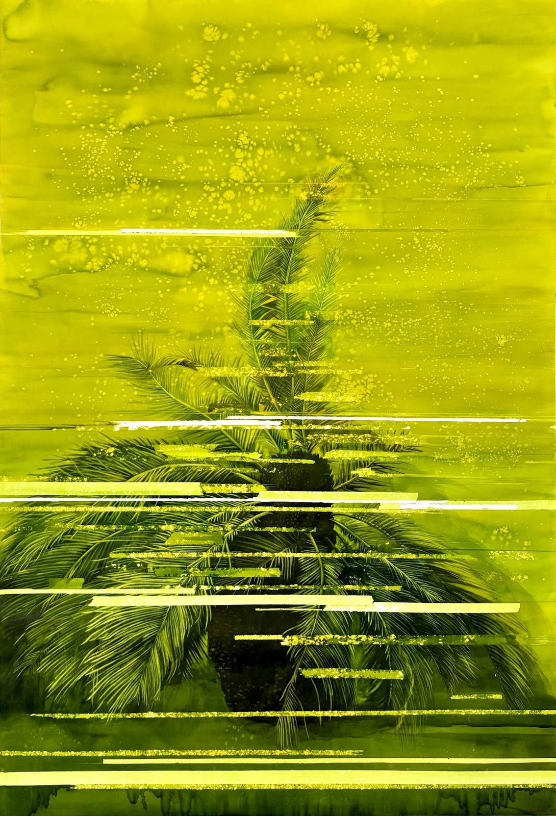 herd of sheep on road painting