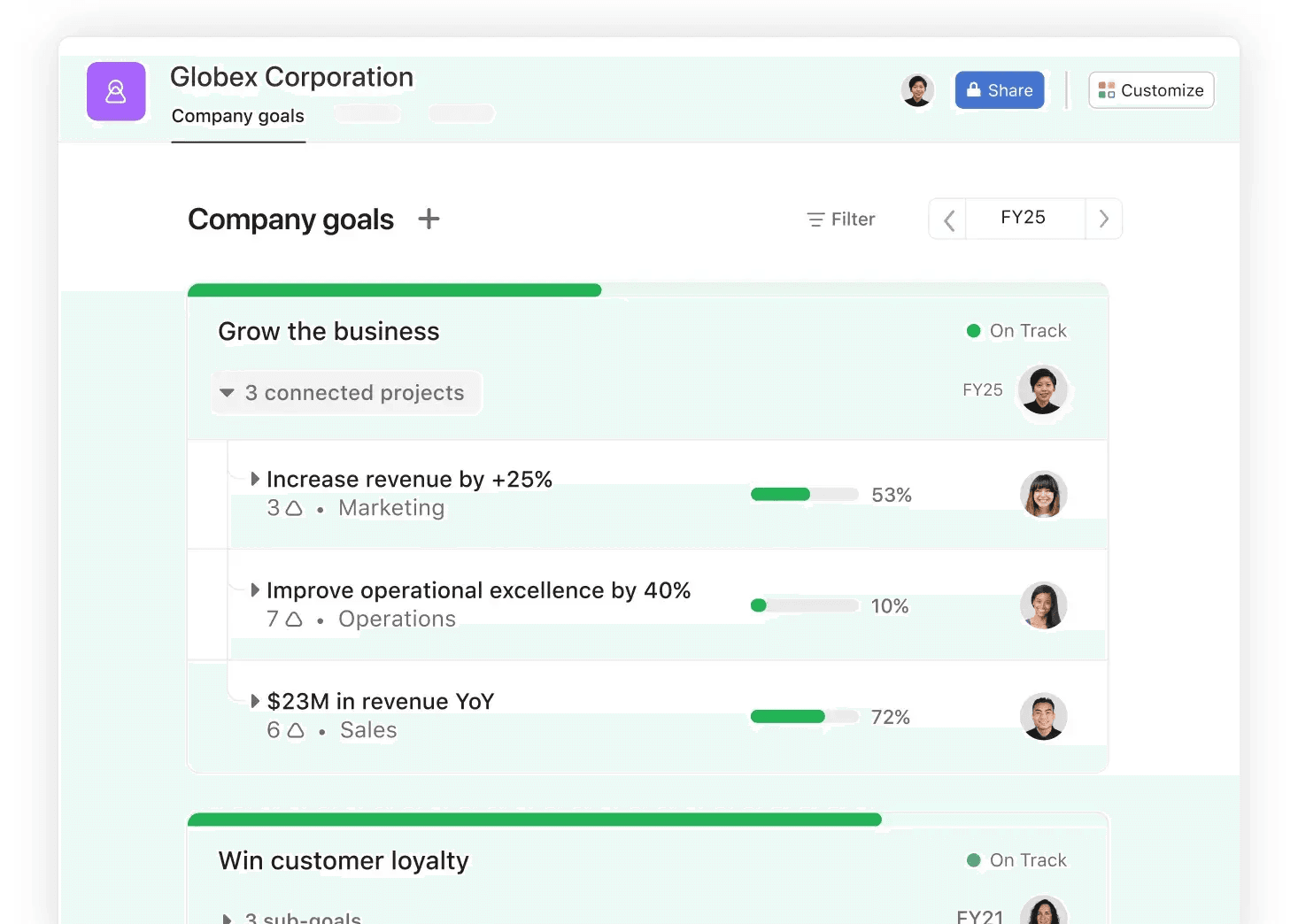 See how Asana connects work across different departments