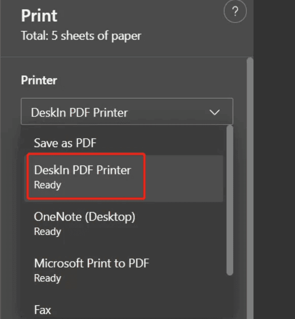 Install DeskIn PDF Printer Driver