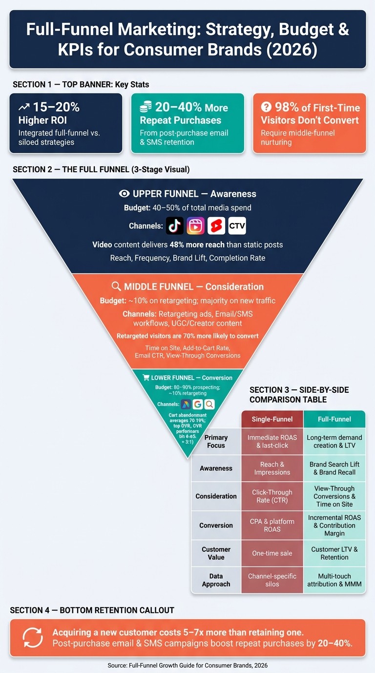 Full-Funnel Marketing Strategy: Single-Funnel vs. Full-Funnel KPIs & Budget Breakdown