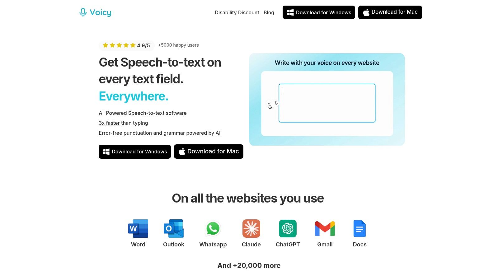 Voicy speech-to-text app for dyslexia
