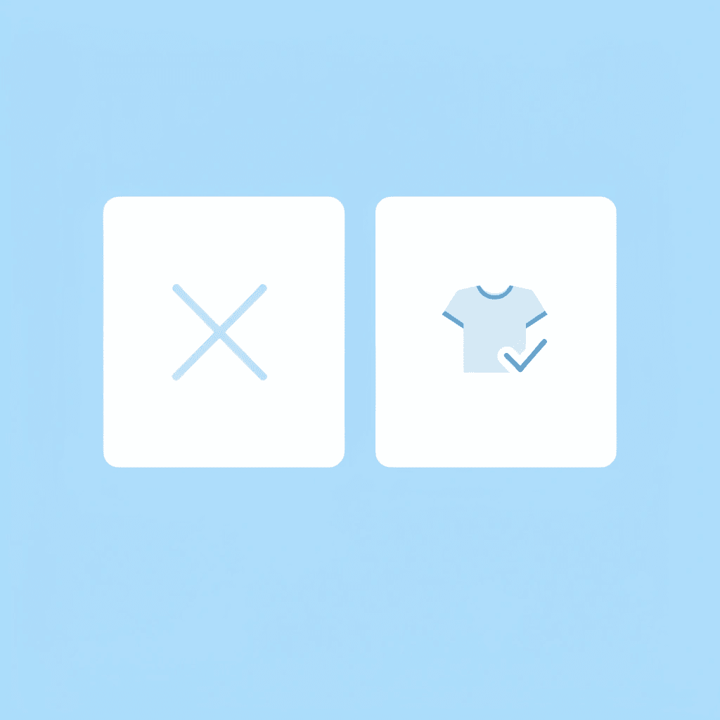 Before and after comparison showing a stained shirt transforming into a clean custom replacement