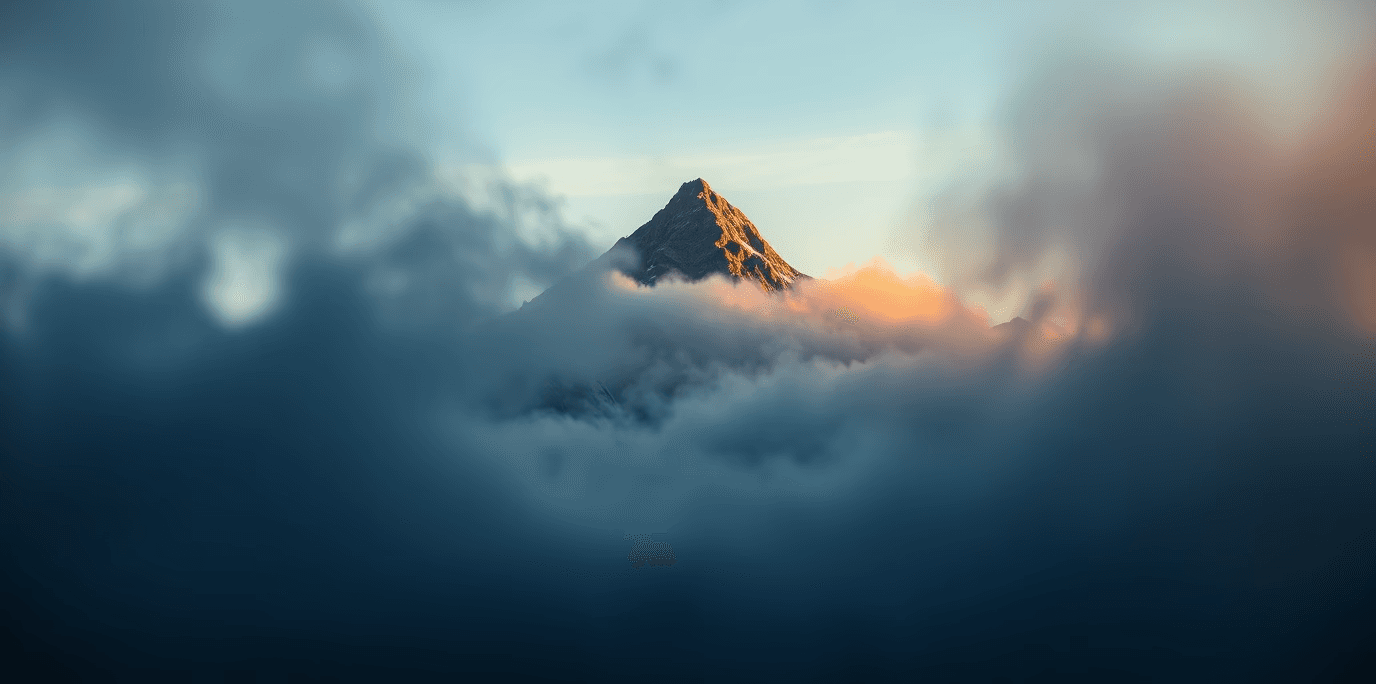 Mountain peak in the clouds, representative of House of Growth's performance marketing focus.