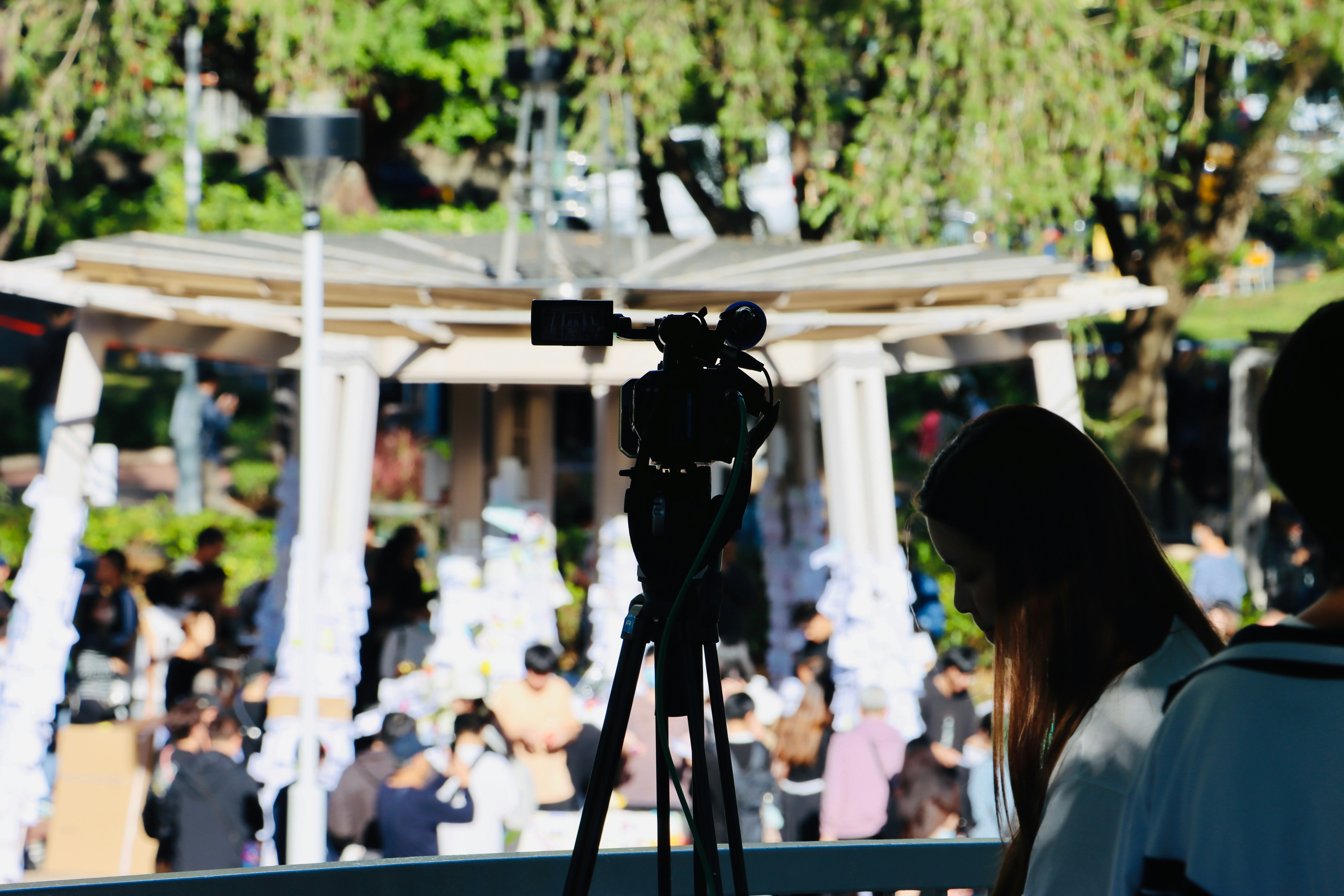 Video camera set up for an outdoor event
