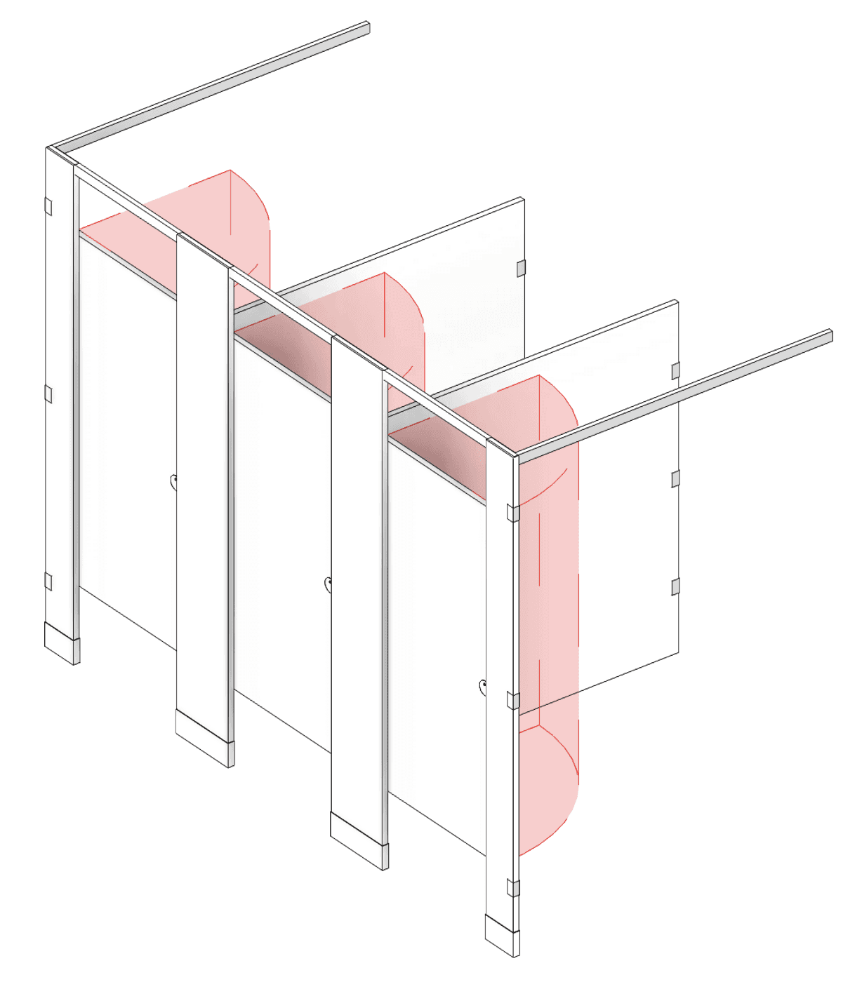 Stall clearance zones in 3D view.