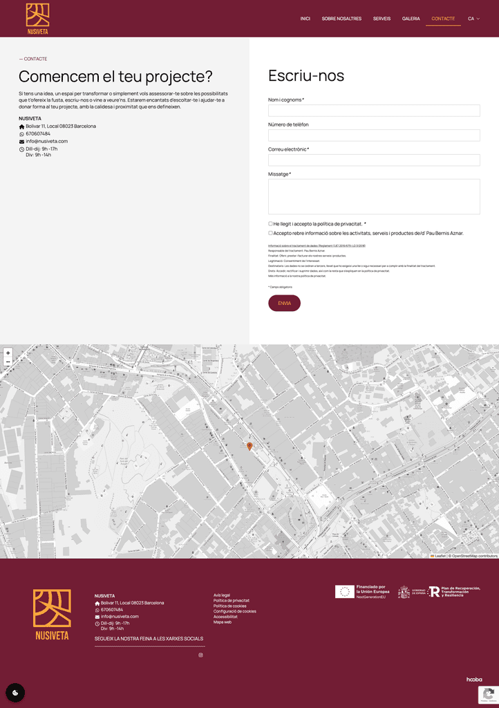 Nusiveta - Web deisgn - Contacte page